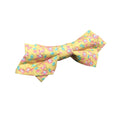 Pink Floral On Yellow Pre-tied Diamond Bow Tie